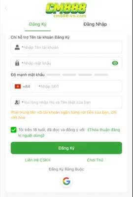 Giới Thiệu Đăng Ký Tài Khoản CM888